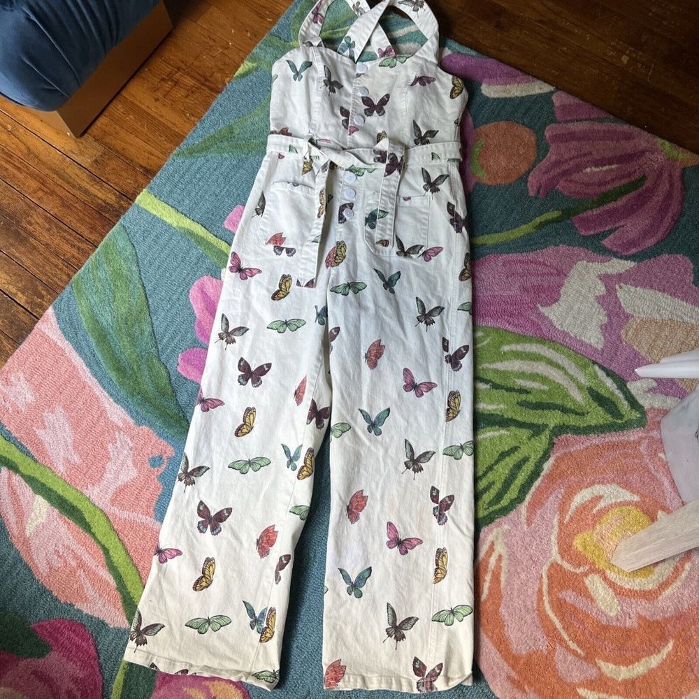 Rent the runway sz 12 Rachel Antonoff clem butterfly pattern jumpsuit rainbow - Picture 4 of 12